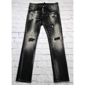 Dsquared2 MENS SZ 48 US 32X32 Paint Splatter Faded Slim Jeans Gray S71LB0589